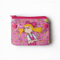 dfpbfriends Helga Pataki pink canvas coin purse with all-over print and pink zipper closure.