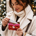 Tarjetero de cuerina dfpbfriends con estampado de Hello Kitty Winter, ideal para tarjetas y billetes.