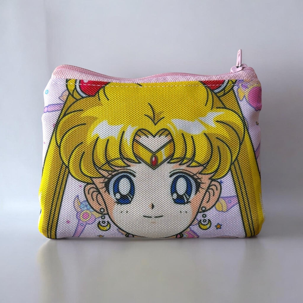 dfpbfriends Sailor Moon coin purse wallet, waterproof canvas with Sailor Moon graphic, pink zipper, 12x9cm.